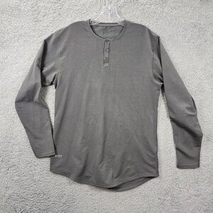 BYLT Men's Drop Cut Henley LS Long Sleeve Gray Shirt Gym Size M